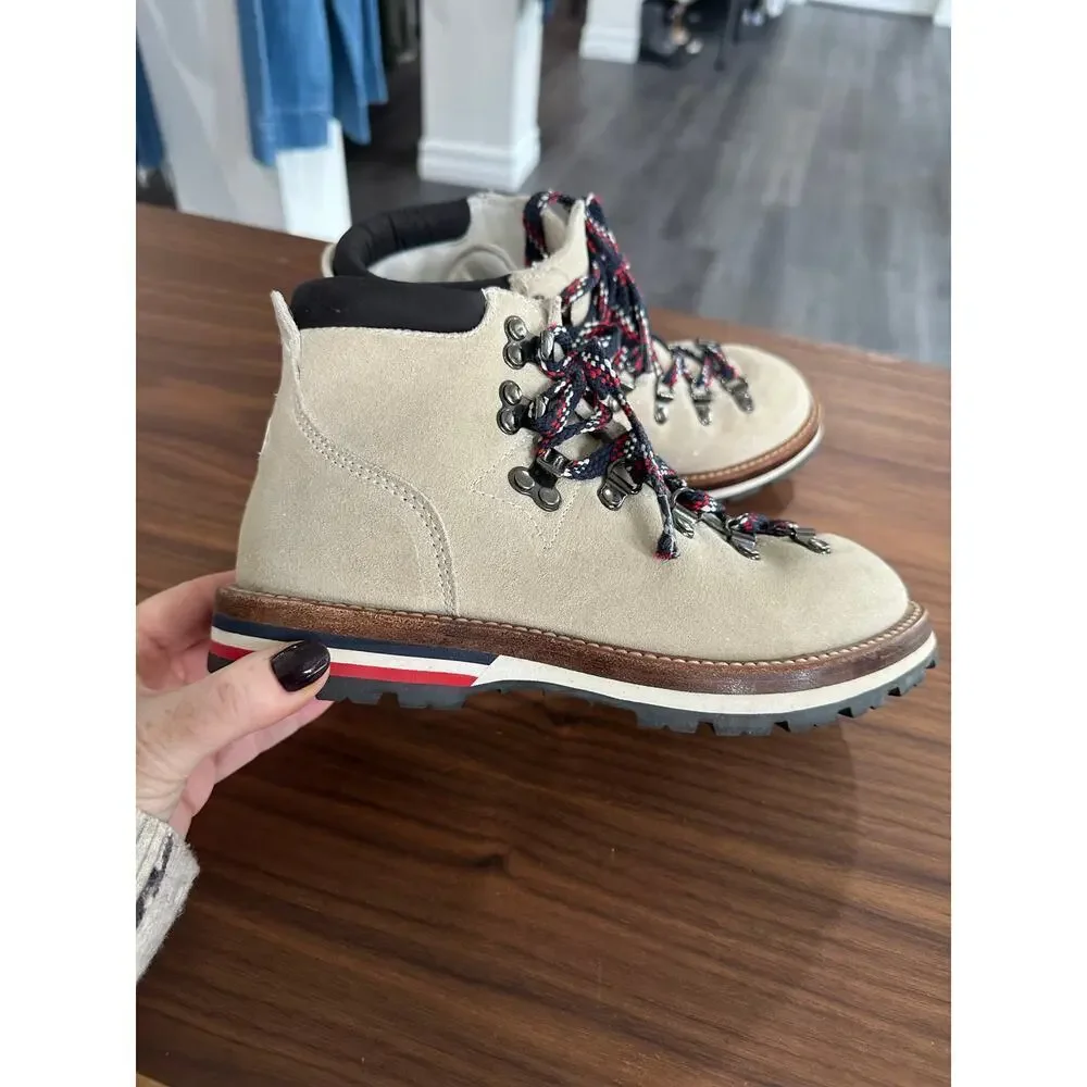 Moncler Blanche Shearling Lined Suede Ankle Boots Size 35(5)